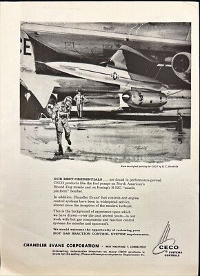 Chandler Evans  B-52 Hound Dog Missile Reaction Control System Vtg Print Ad 1961