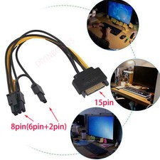 15 Pin To 8 Pin PCI-E PCI Express Adapter Cable Video Card Power Supply 6 2 SATA