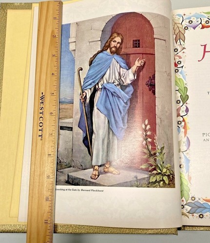 Vintage Familie Erbstück Heilige Bibel König James roter Brief Edition Kunstillustrationen - Bild 4 von 12