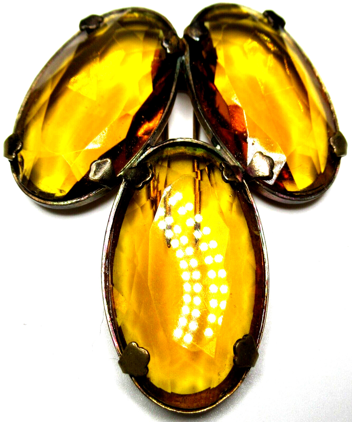 REGINA Huge Amber Glass Rhinestone Vintage Fur Clip - Gem
