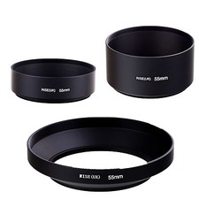 55mm standard telephoto wide angle metal lens hood kit set 3pcs for DSLR CAMERA