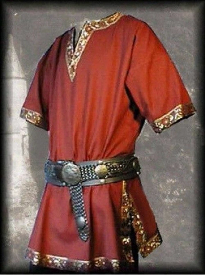 Camisa masculina medieval renascentista túnica top calças com cadarço fantasia cosplay - Imagem 2 de 4
