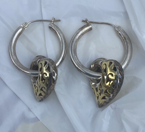Sterling Silver Heart Hoop Earrings