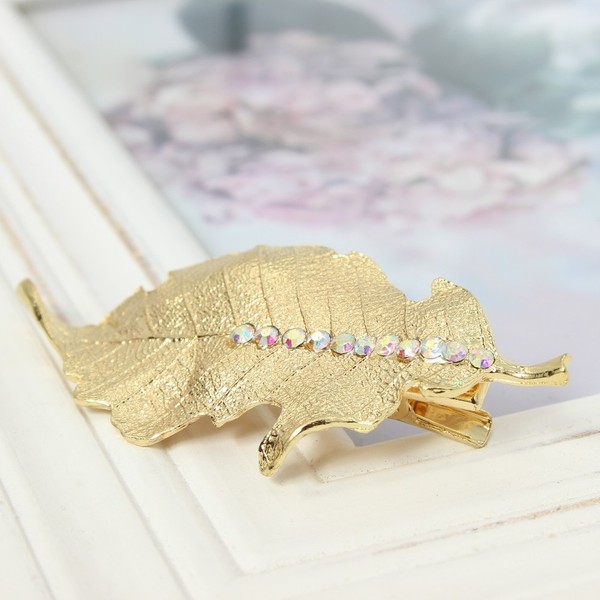 Blatt Haarclip Haarklammer Haarspange Haarschmuck Haar Haarnadel Pin Strass-image
