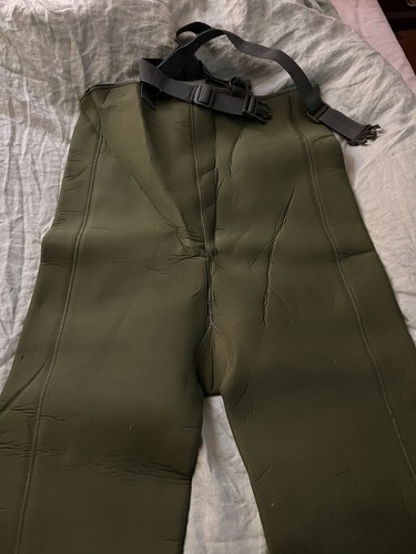 Orvis Chest Waders M Green Nylon Fly Fishing VTG Neoprene Footless Adjustable - Picture 2 of 4