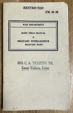 1940 WWII Military Intelligence: Military Maps FM 30-20 US War Department