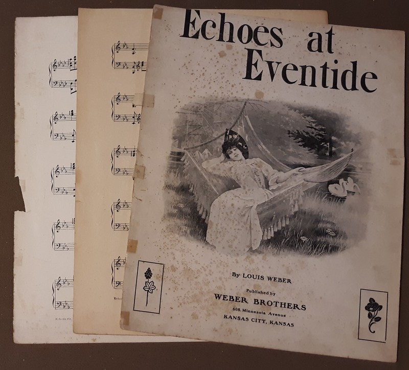 1907 Echoes At Eventide Vintage Piano Sheet Music by Louis Weber