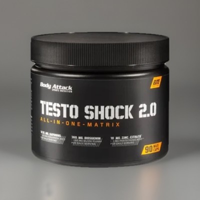 Body Attack Testo Shock 2.0   90 Kapseln   Zink & Pflanzenextrakte   vegan