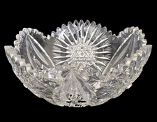 Antique American Brilliant Period ABP Cut Crystal Bowl Sawtooth Rim 8.25 in.