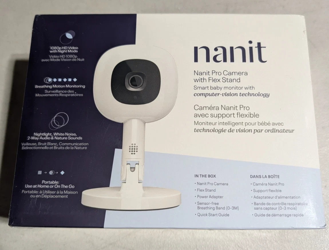 Nanit Pro Smart Baby Monitor Flex Stand 1080p WiFi Camera Breathing Band SEALED