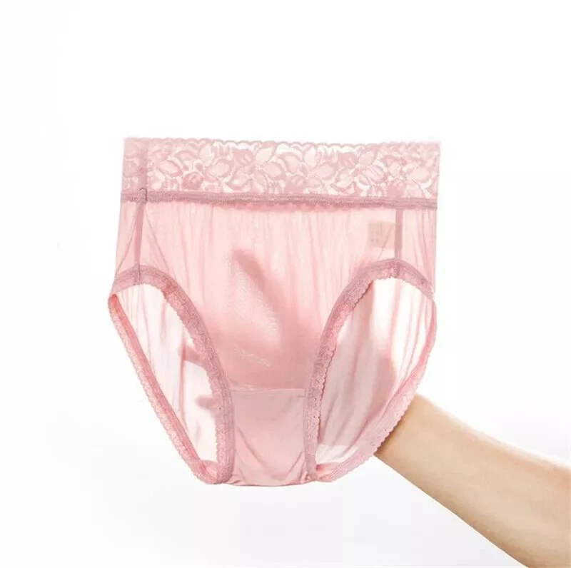 2pcs Mulberry Silk Underwear For Women Briefs Thin Silk Lady Panties High Waist - Image 3 of 4