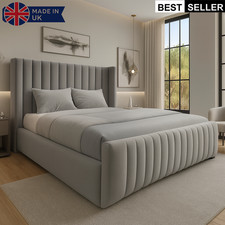 Image of OTTOMAN STORAGE PANEL PLUSH VELVET UPHOLSTERED BED FRAME DOUBLE & KING SIZE