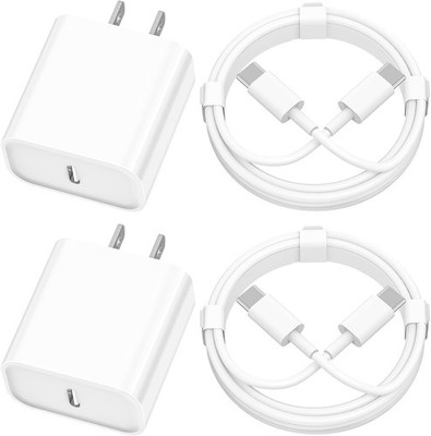 2 Pack 20W USB-C Fast Charger Adapter for iPhone 17/17 Pro + 6FT Type-C Cable
