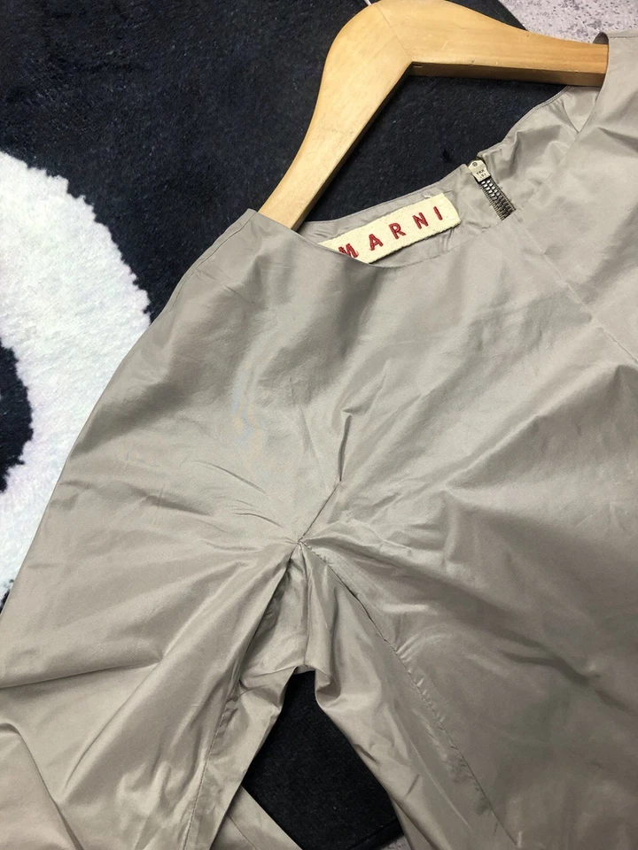 Jaqueta de manga comprida muito rara Marni Seta 100% seda com relâmpago - Imagem 4 de 4