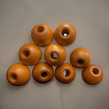 9 Vintage Wood Macrame Large Round Beads 1 3/4 Inch