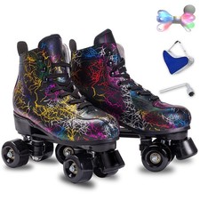 Roller Skates Women Men - Microfiber Leather Roller Skate Classic High Top Do...