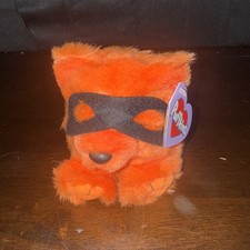 Vintage Swibco Puffkins Limited Edition Halloween Trick Bear Orange Plush FLAW