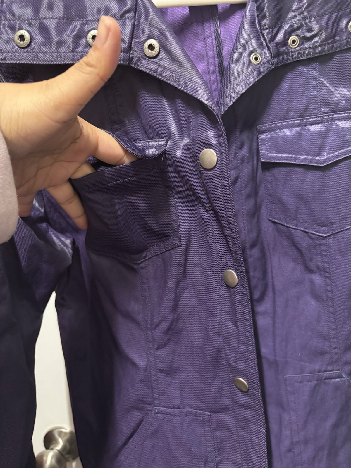 Ruby Rd. Purple Metallic Snap Button Jacket with … - image 6