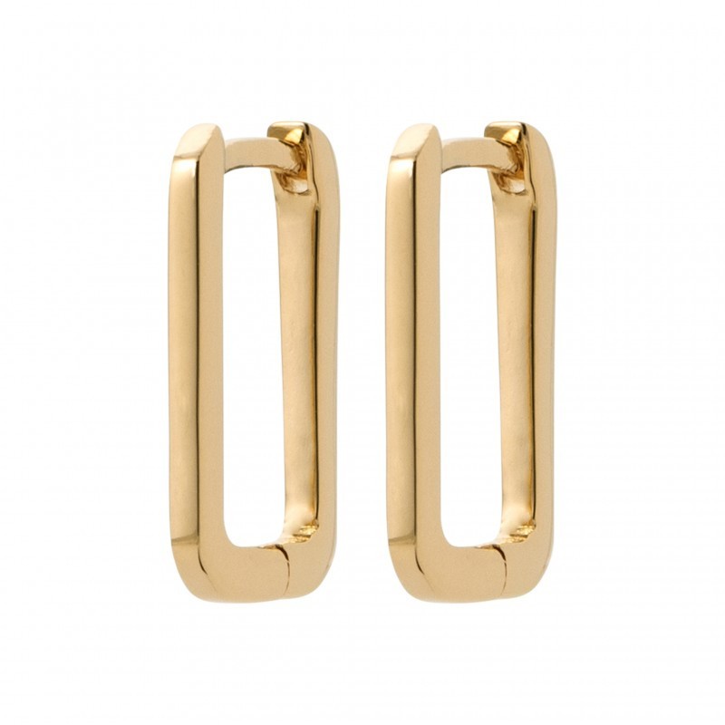 Créoles plaqué or 18 carats de forme carrée avec poinçon de bijouterie