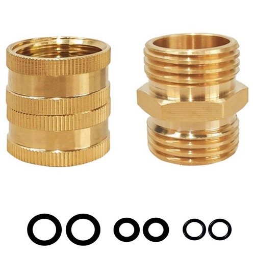YAAVAAW Brass Garden Hose Pipe Connector Adapter 3/4 Inch,Male to Male &