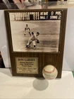 Don Larson 1956 World Series ‘Perfect Game’ Signed LE Baseball/plaque. JSA COA