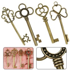 1*bronze Keys Large Antique Vintage Old Brass Skeleton Lot Cabinet Lock#