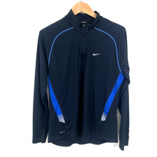 Nike Running Element 1/4 Zip Pullover Mens Size L Navy Dri-Fit Long Sleeve Logo