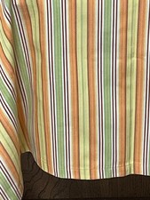 Festive Orange-Green Brown Summer Stripe Heavy Cotton Tablecloth 90.5" x 46.5"