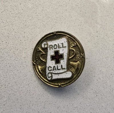 Antique Red Cross Roll Call Fundraising Lapel Hat Pin, Pin Back WW1 Era
