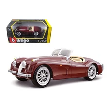 Bburago 22018bur Jaguar XK 120 Roadster Diecast Model Car, Burgundy, 1/24 Sca...