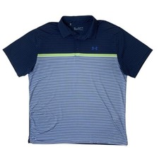 Under Armour Polo Shirt Mens 2XL Playoff HeatGear Striped Performance Golf