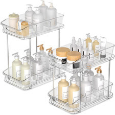 2-Tier Pull-Out Organizer for Under-Sink Storage, 2-Pack with Dividers