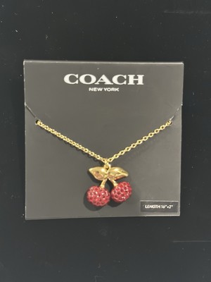 COACH Pavé Cherry Pendant Necklace NWT