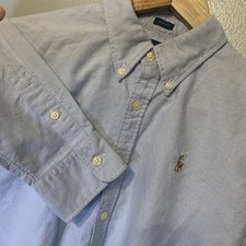 Polo Ralph Lauren Shirt Boys 8 Slim Fit Button Down Light Blue LS Flesh Pony