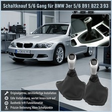 Chrom 5/6 Gang Schaltknauf für BMW 3er E90 E91 E92 E93 Leder Schaltmanschette