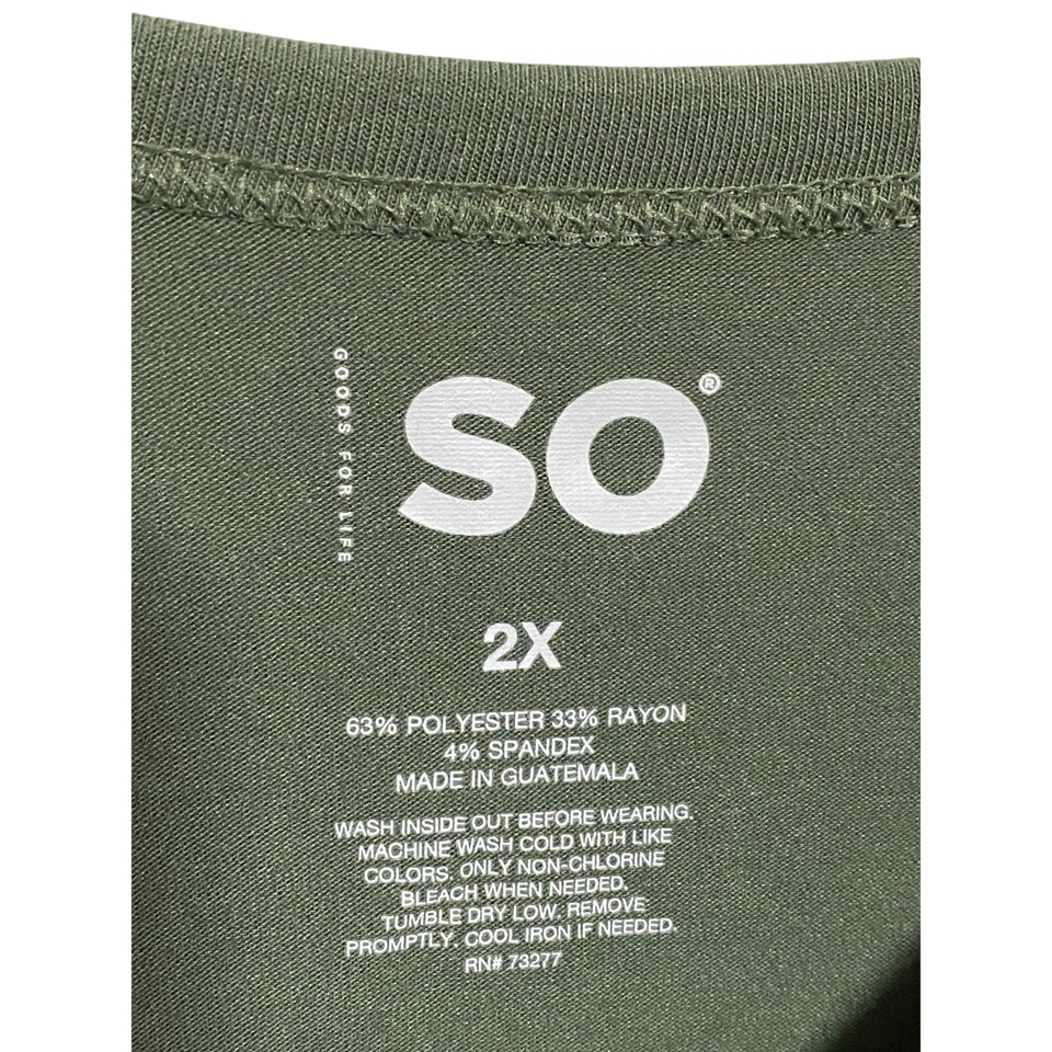 Camisa Top SO Sonoma Verde Manga Larga Plus 2X Elastizada Informal Confort Boho Fluida Foto 4 de 4