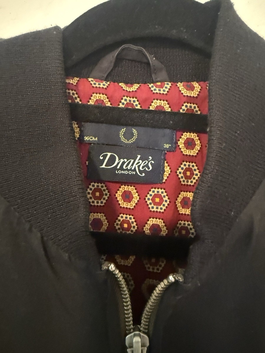 Fred Perry x Drake's London Archive Black Harrington Bomber Jacket