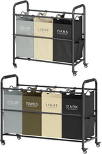 Set carrello portabiancheria Deluxe 4 sacchetti e 3 sacchetti per una facile selezione e trasporto