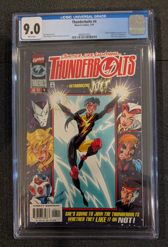 Thunderbolts #4, CGC 9.0, 1st Appearance of Hallie Takahama as Jolt Marvel, 1997