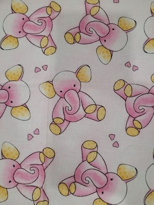 6-Pack Bundle Baby Nursery Sleepy Time Pink Elephants Fat Quarter 100% Cotton