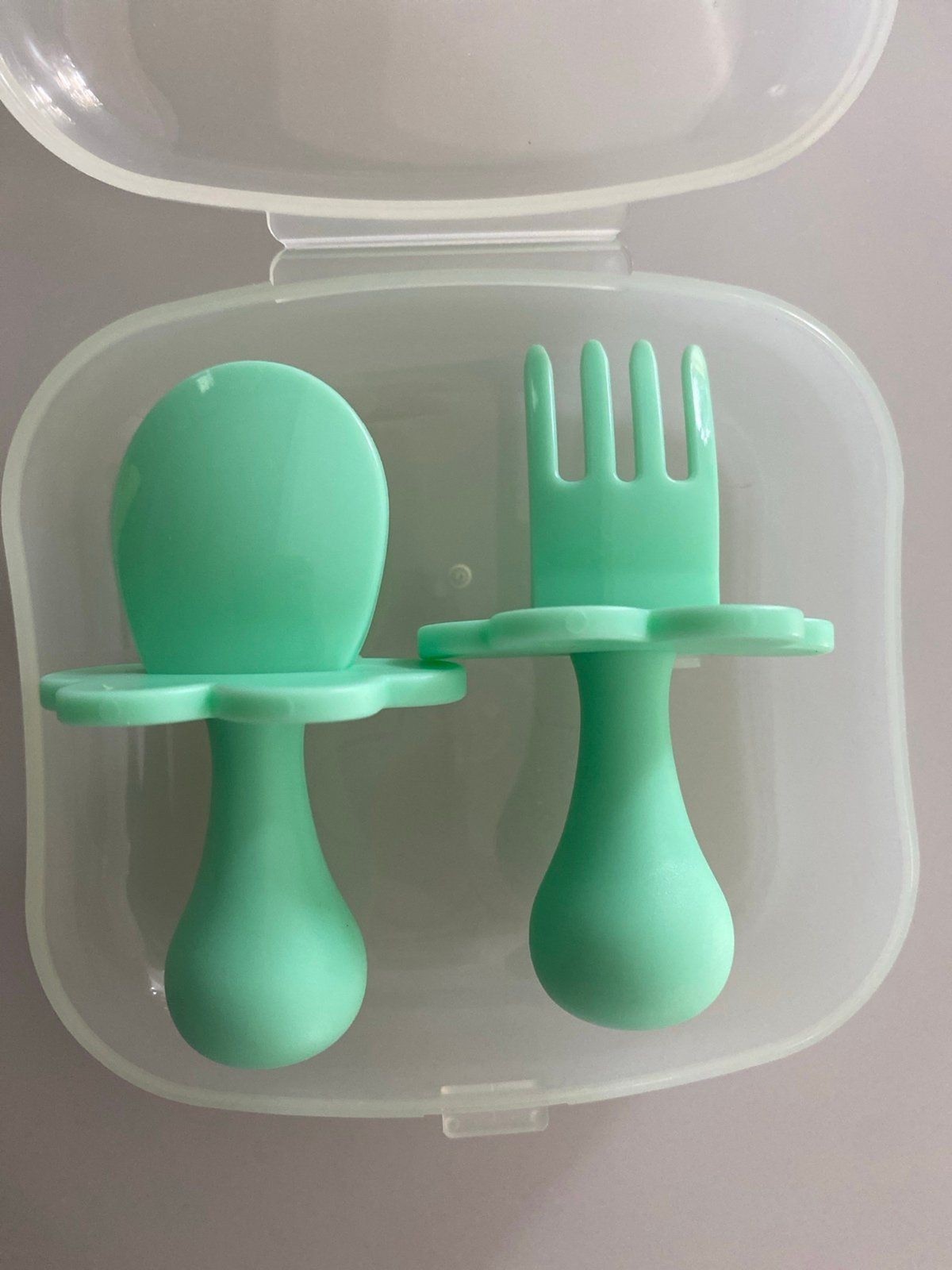 Grabease Toddler Utensil Set – Spoon & Fork with Case – Teal