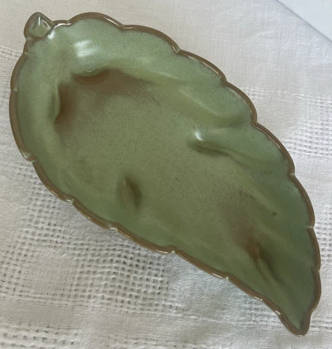 Frankoma Pottery 225 Leaf Bowl Tray Prairie Green 9"-Excellent Condition!