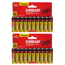 Eveready AA Alkaline Gold Batteries 40 Pack Long Lasting Power for Household Use 0.29 per battery