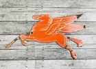 VINTAGE 8.5x5"  MOBILOIL MOBIL RED PEGASUS PORCELAIN GASOLINE MOTOR OIL GAS SIGN