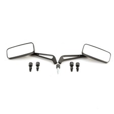 Rectangle Wing Mirror Set Universal Black 8mm 10mm Thread Road Legal Scooter