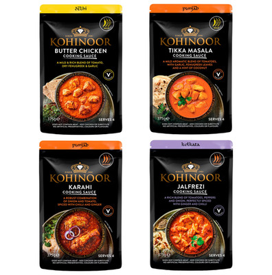 Kohinoor Kochsaucen Curry Butter Chicken Tikka Masala Karahi Jalfrezi 4er Pack