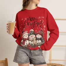 Merry Christmas Snowmen Sweatshirt Holiday