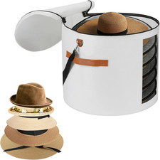 Large Hat Storage Box 19'' for Women and Men - Foldable round Box with Lid