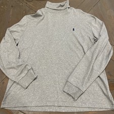 Vintage Men  s Gray Turtle Neck Long Sleeve Shirt Large