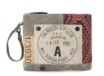 Myra Bag  SINGAPORE PORT OF CALL Wristlet Pouch 8437